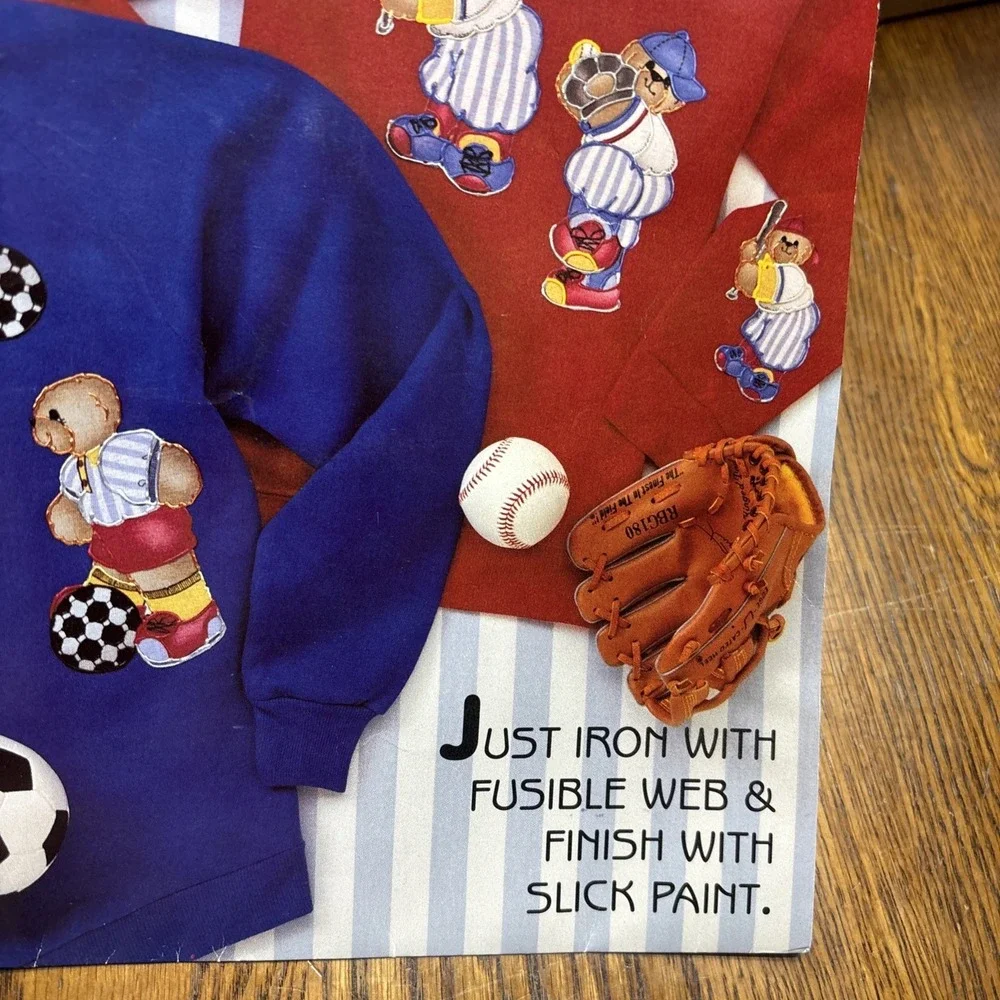Vtg Daisy Kingdom No Sew Fabric Appliqué Little‎ Slugger Teddy Bear